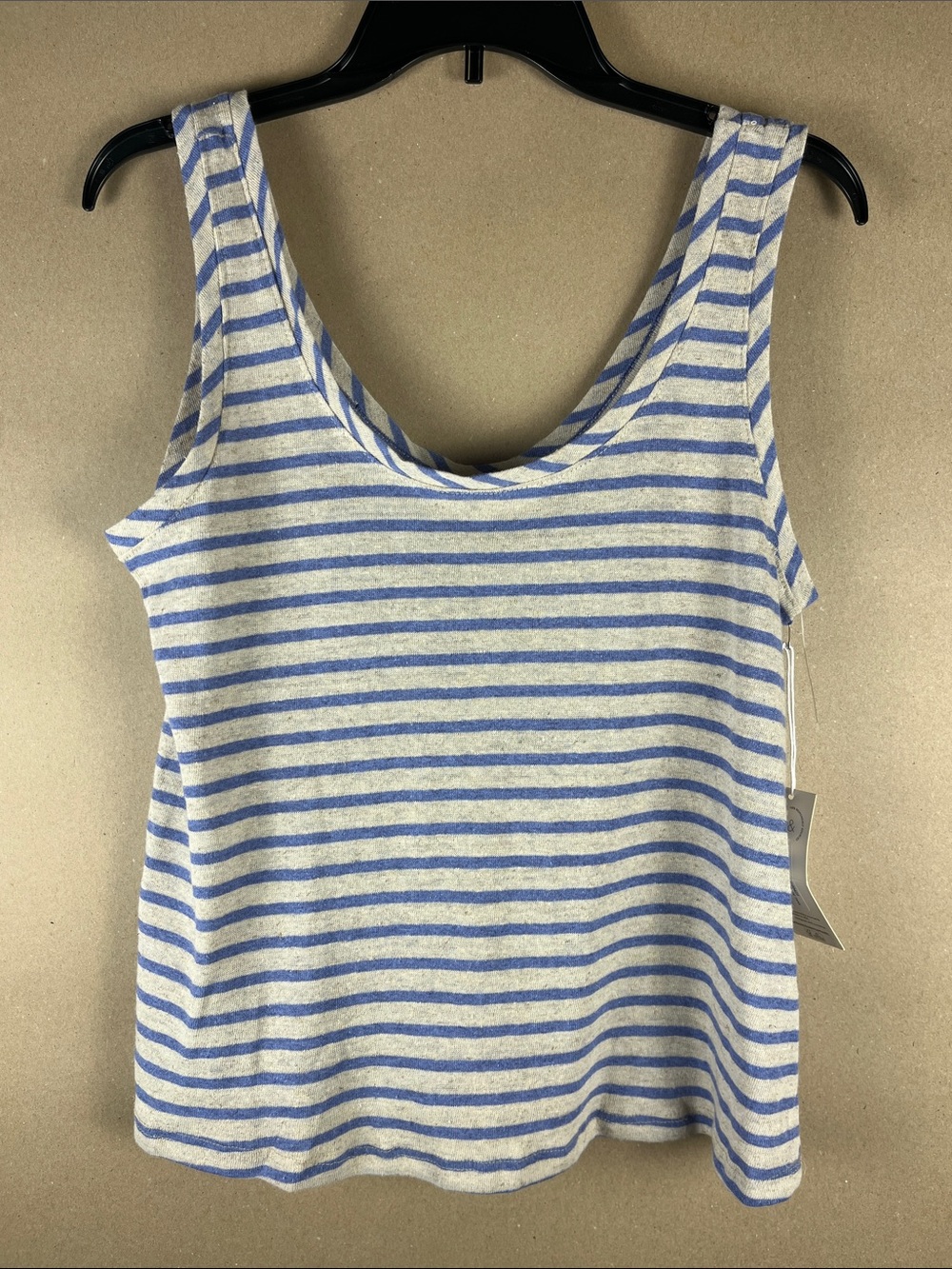 78&Sunny Striped Tank Top M Blue Oatmeal Scoop Neck NWT Made in USA Coastal